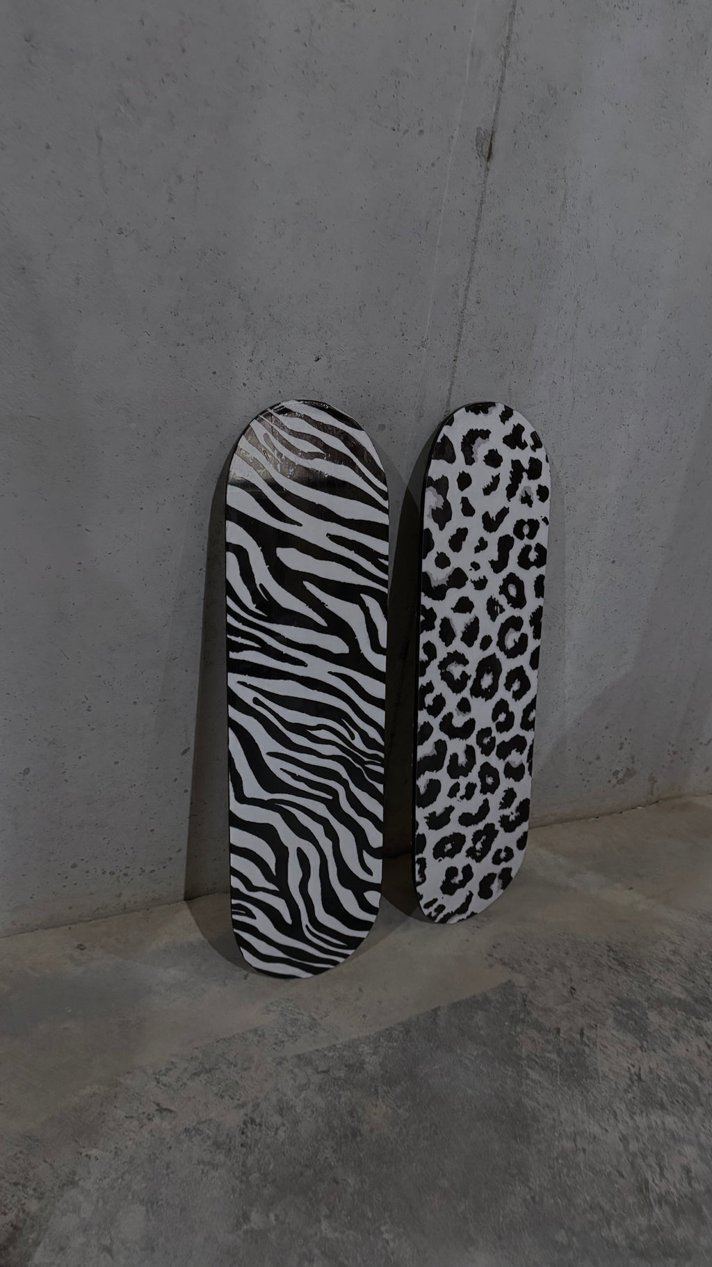 leopard and zebra print skateboard deck set