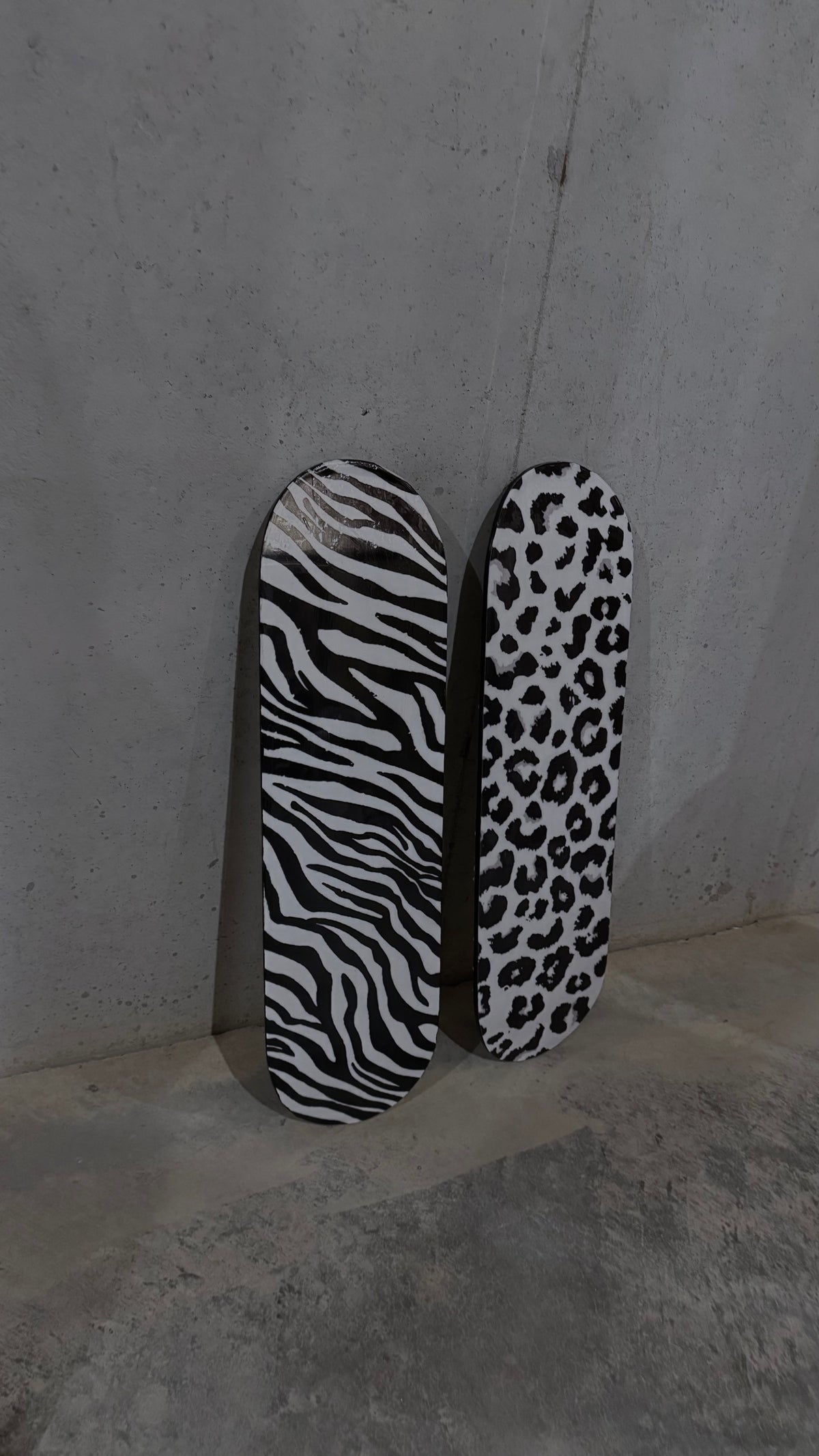 leopard and zebra print skateboard deck set