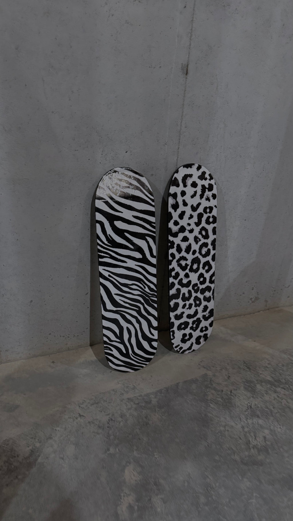 leopard and zebra print skateboard deck set