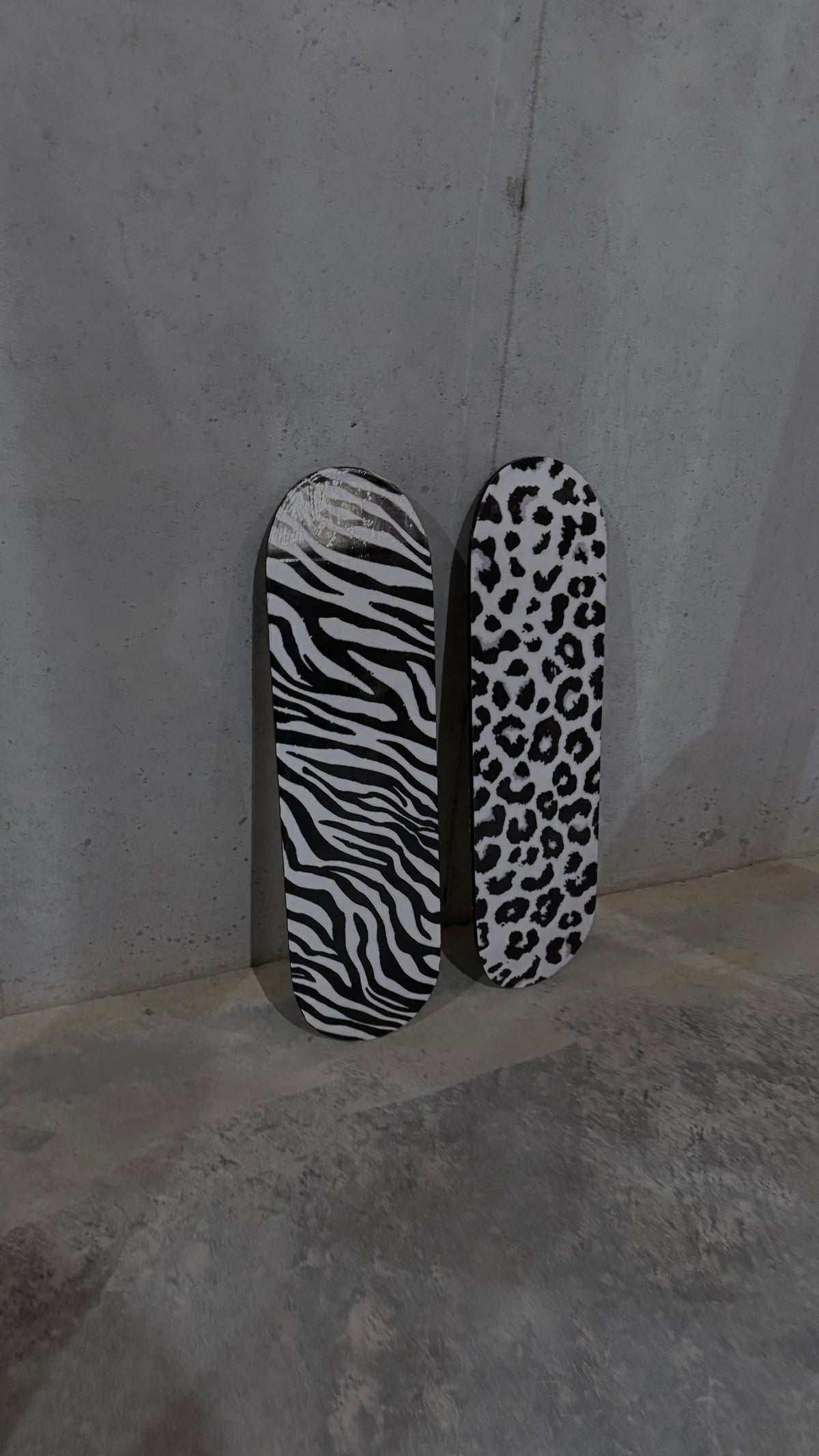 leopard and zebra print skateboard deck set