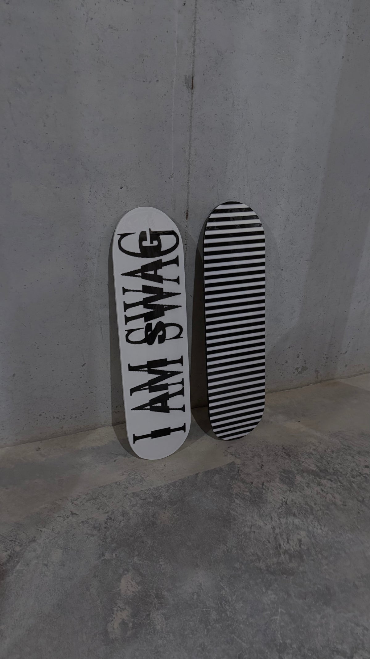 “I AM SWAG” & stripes skateboard deck set