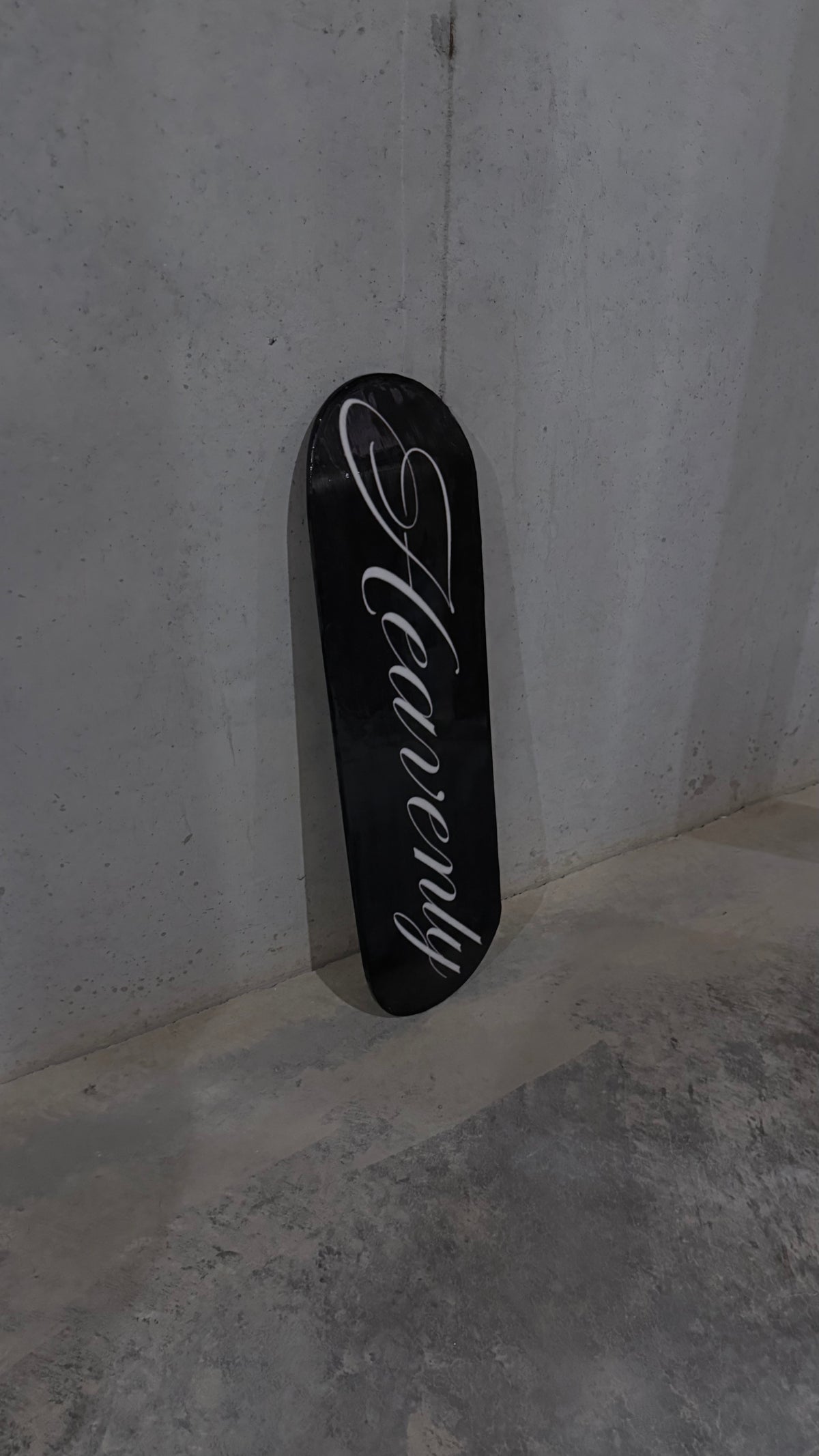 “HEAVENLY” cursive skateboard deck