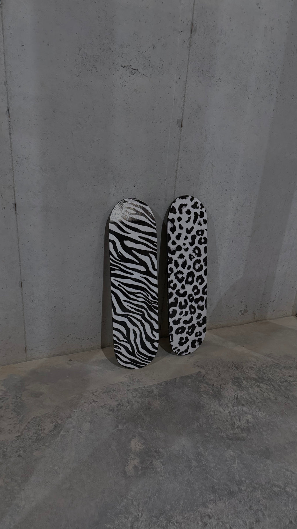 leopard and zebra print skateboard deck set