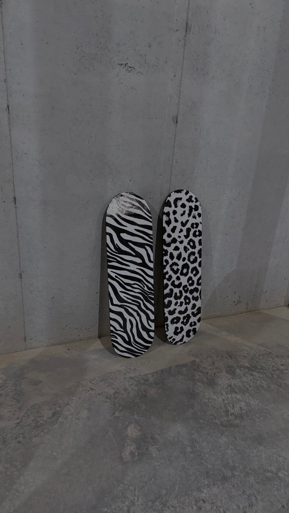 leopard and zebra print skateboard deck set