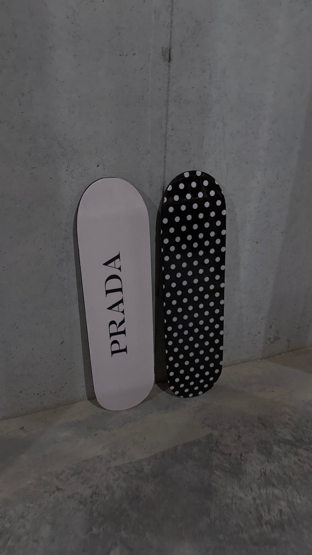 black and pink skateboard deck set