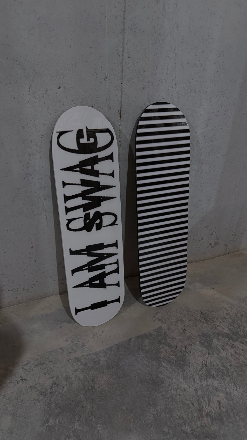 “I AM SWAG” & stripes skateboard deck set