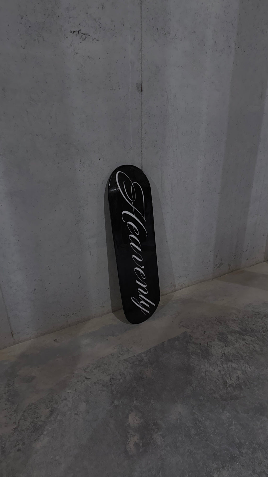 “HEAVENLY” cursive skateboard deck