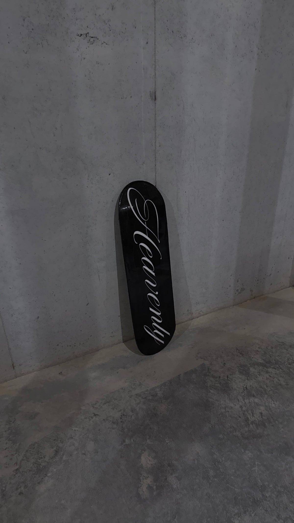 “HEAVENLY” cursive skateboard deck