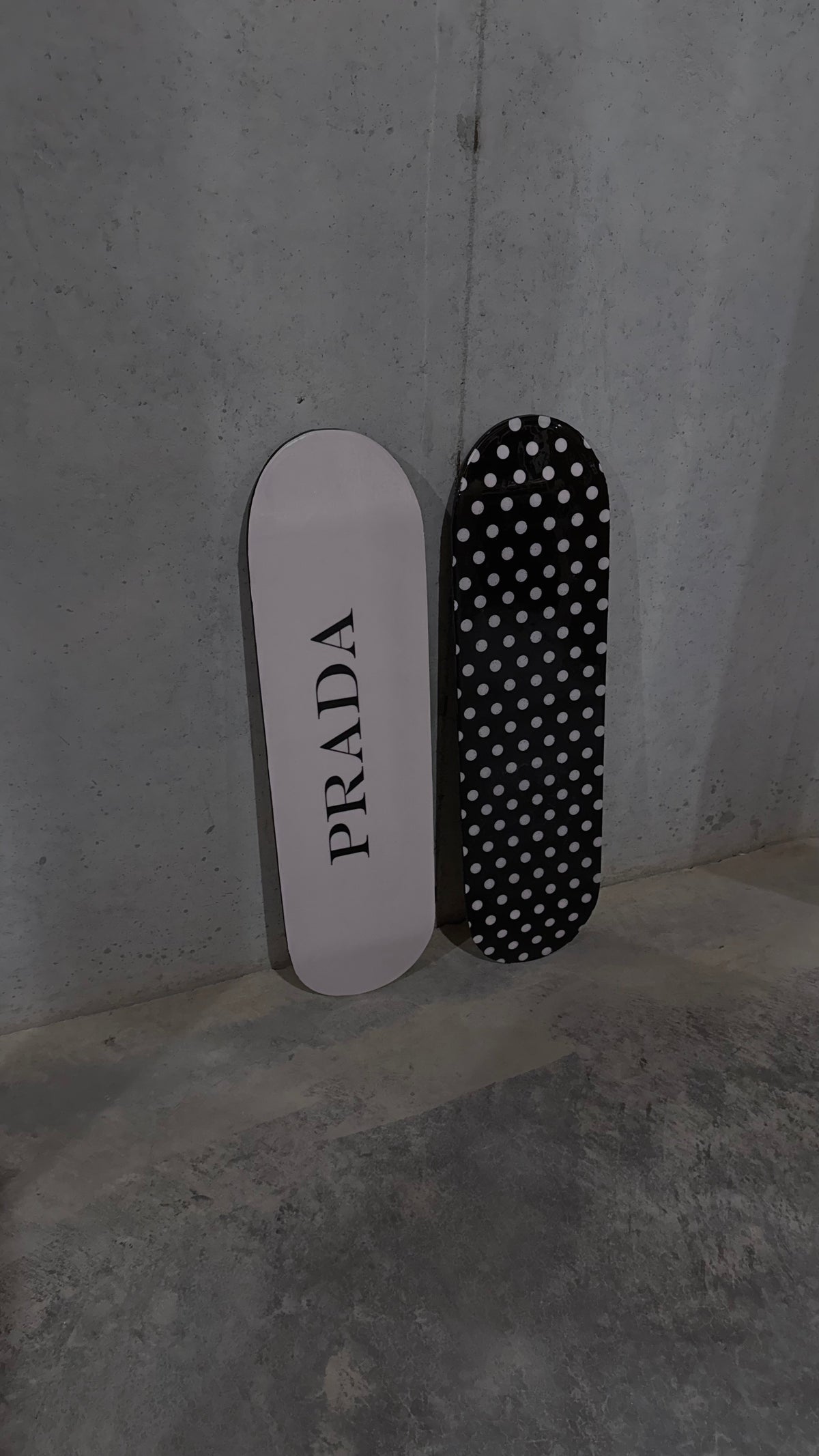 black and pink skateboard deck set