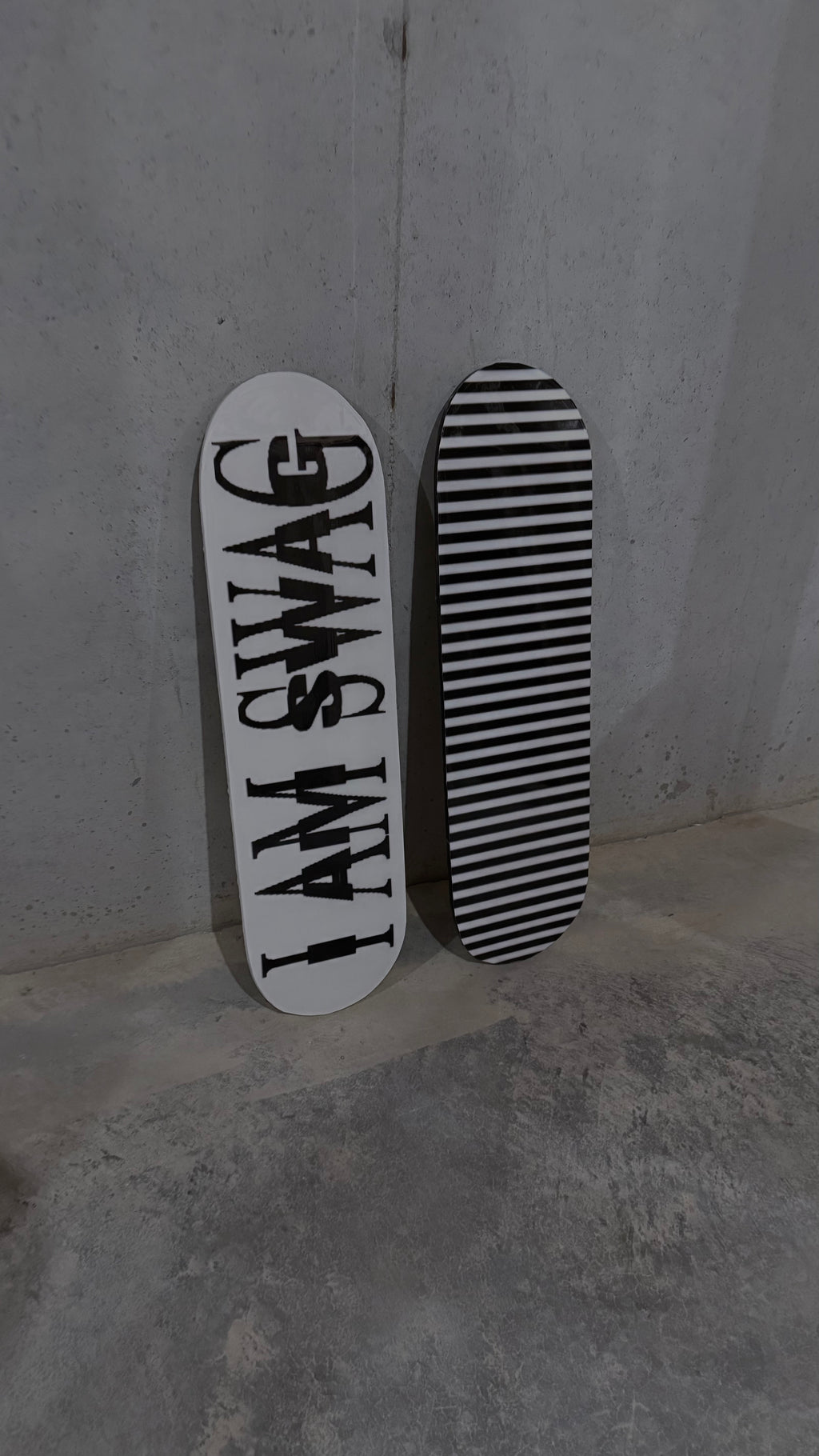“I AM SWAG” & stripes skateboard deck set