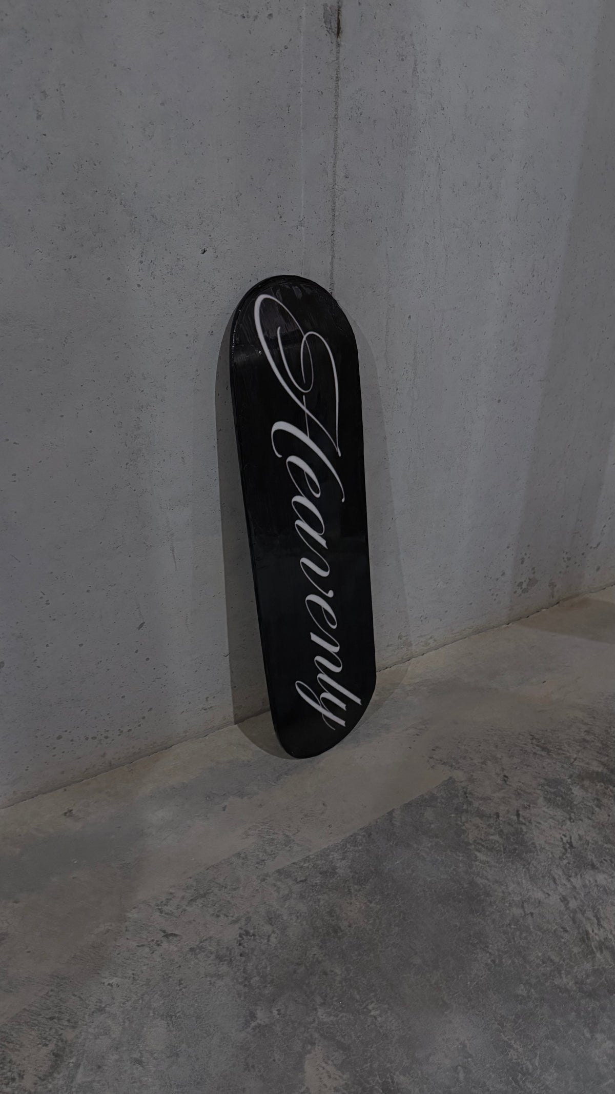 “HEAVENLY” cursive skateboard deck