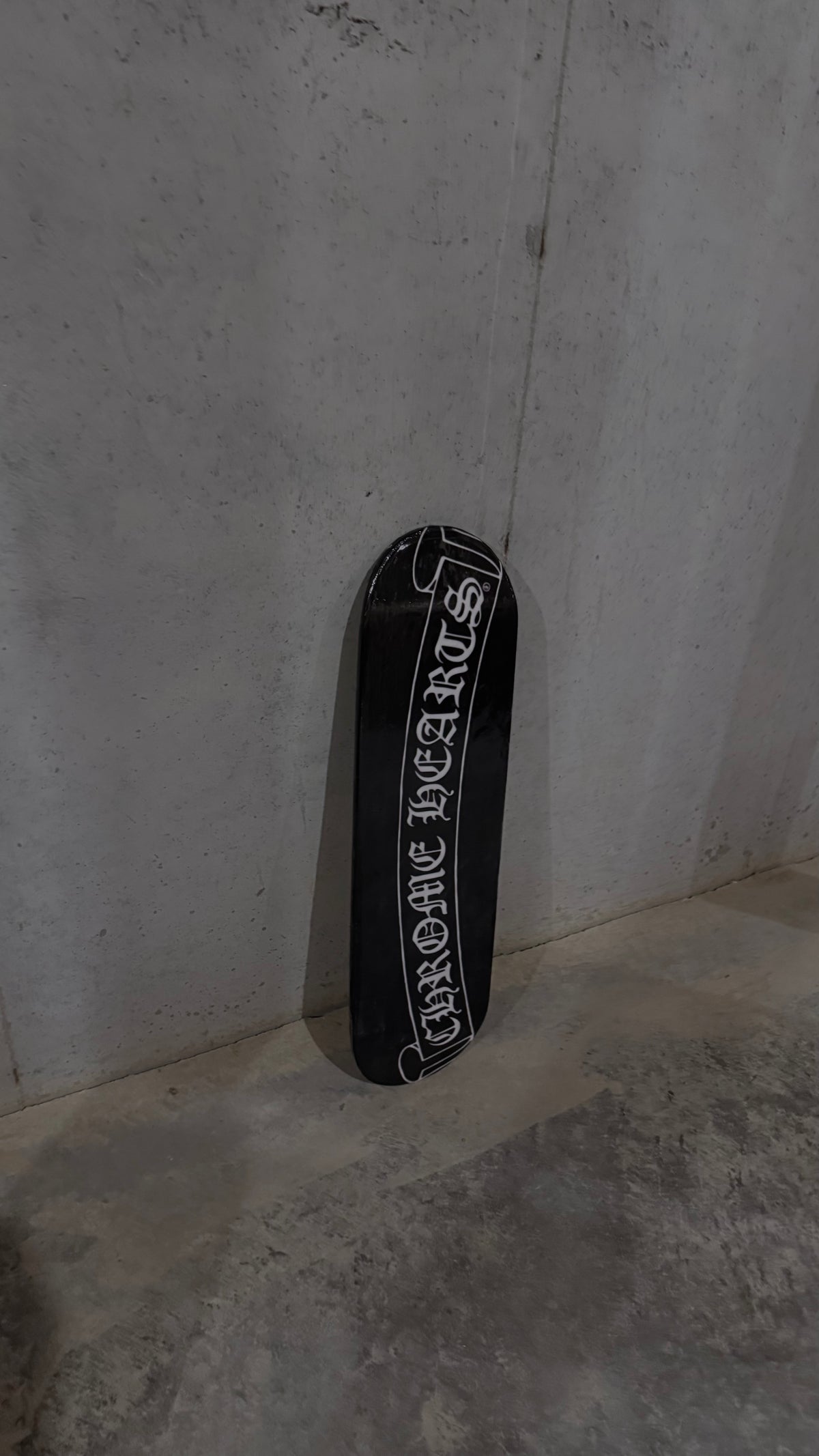 black and white skateboard deck