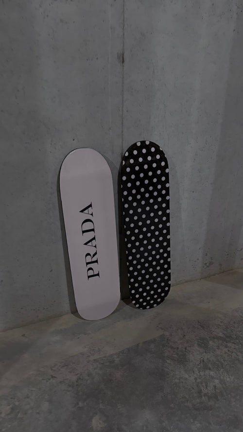 black and pink skateboard deck set