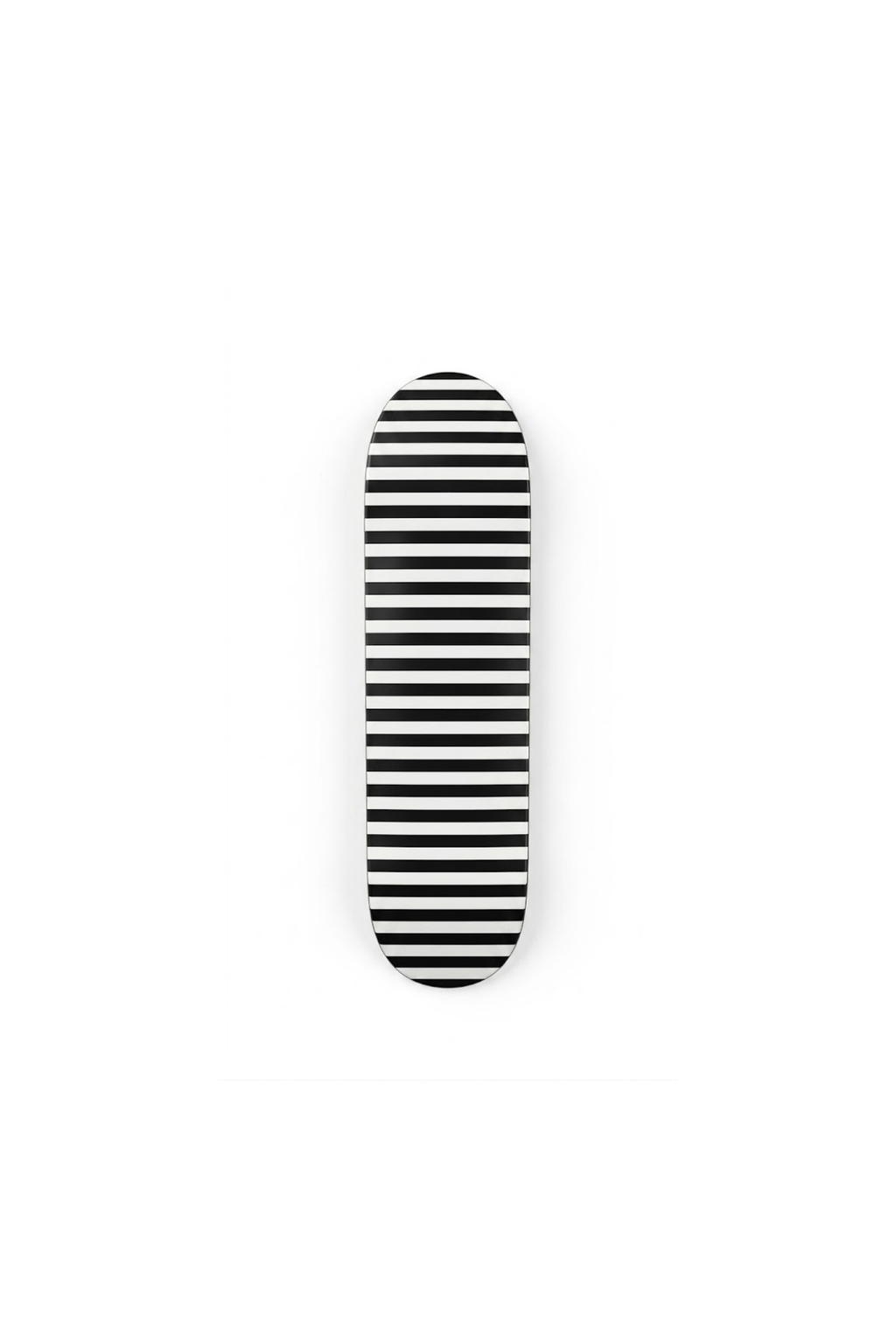 black and white striped skateboard deck