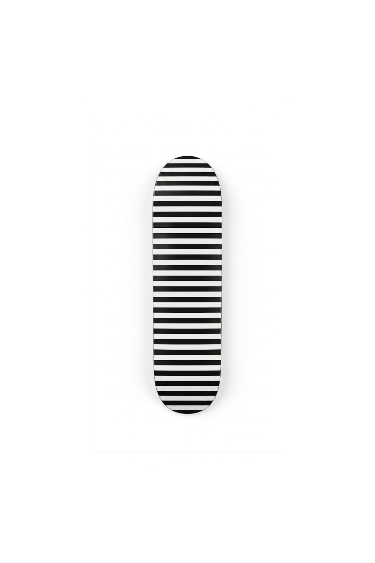 black and white striped skateboard deck