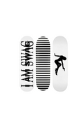 “I AM SWAG” + stripes + silhouette skateboard deck set