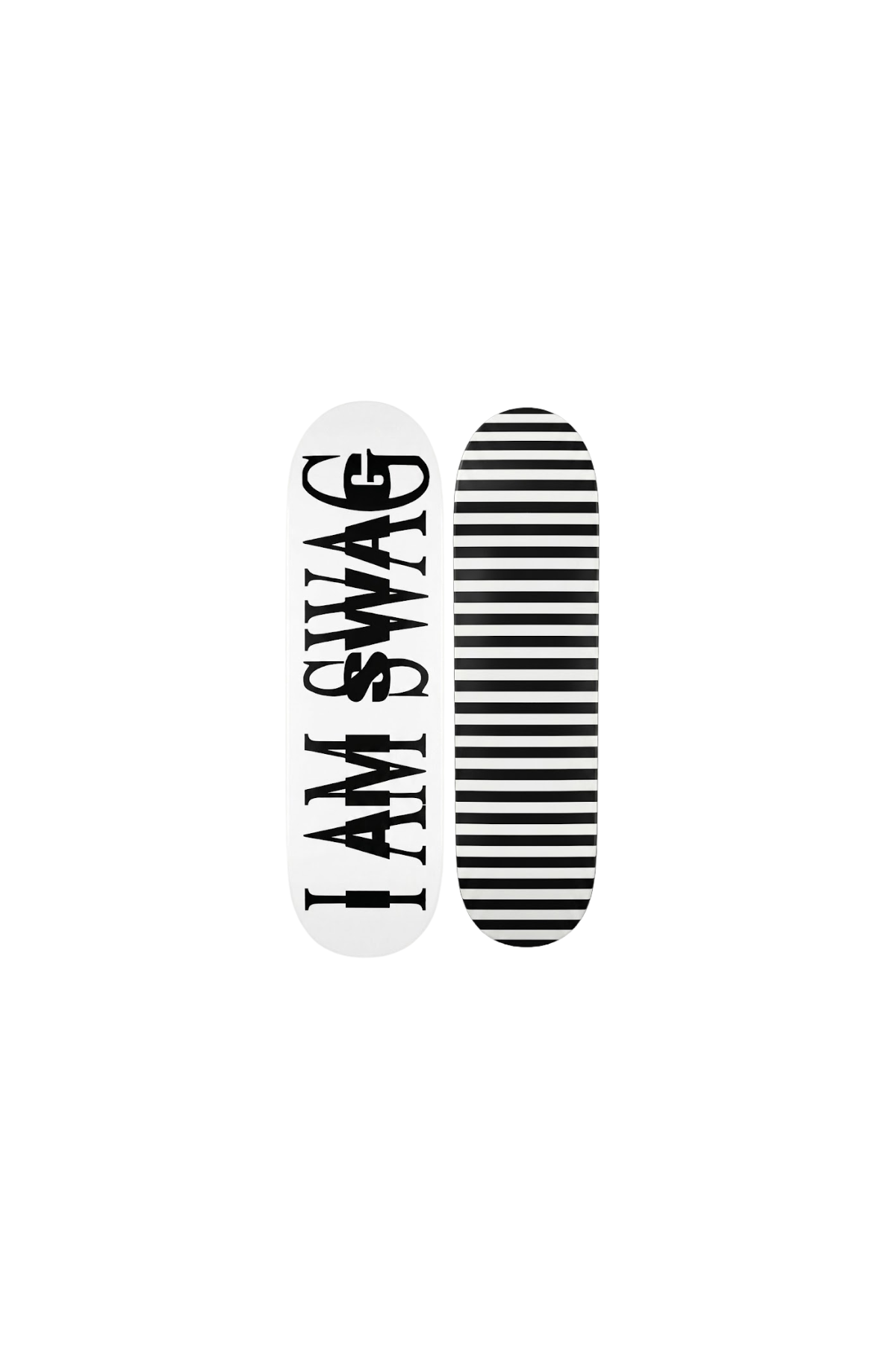 “I AM SWAG” & stripes skateboard deck set