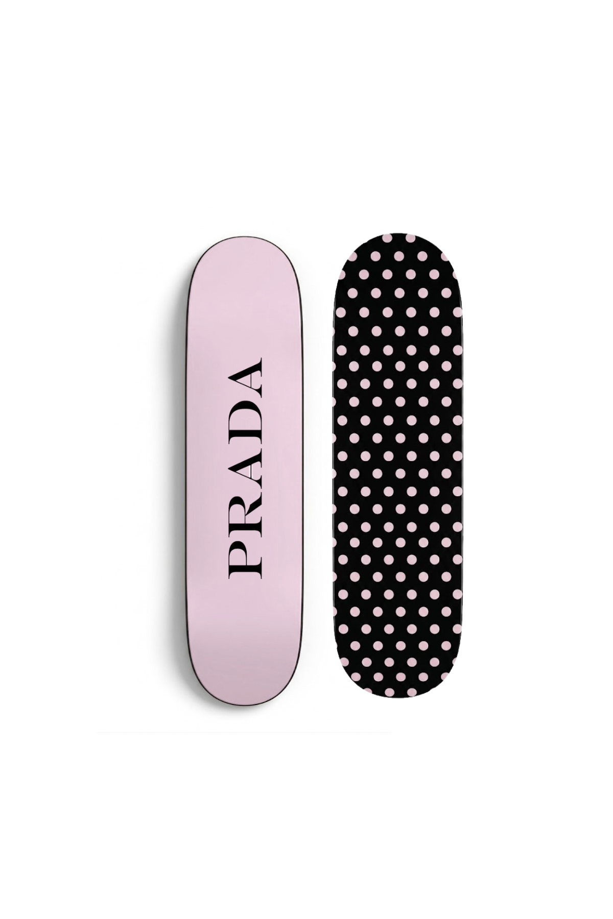 black and pink skateboard deck set