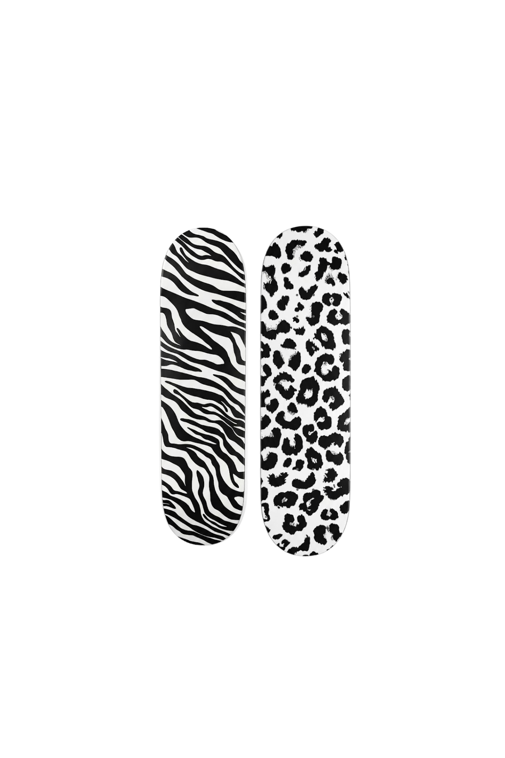 leopard and zebra print skateboard deck set